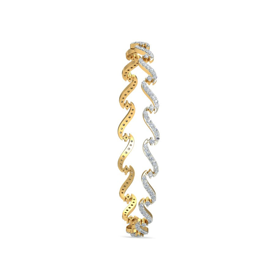 1.3Ct Natural Diamond Bangle in Yellow Gold | SolitaireKart